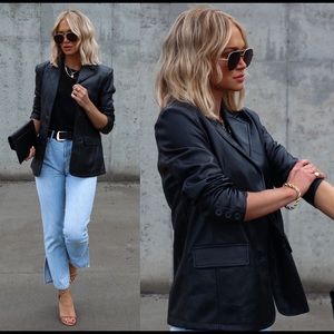 ✨VICI✨ New York Minute Faux Leather Blazer Black